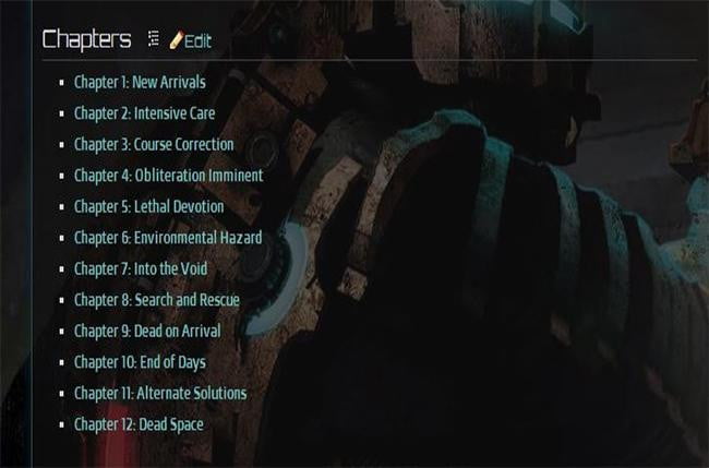 dead space 2 chapter names spell out